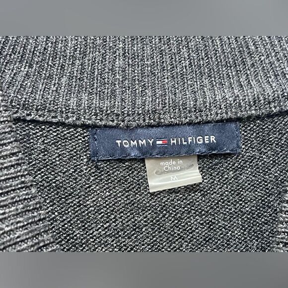 Womens Sweater Dress Size M Grey Black Ruffle Long Sleeve Tommy Hilfiger - Picture 4 of 8